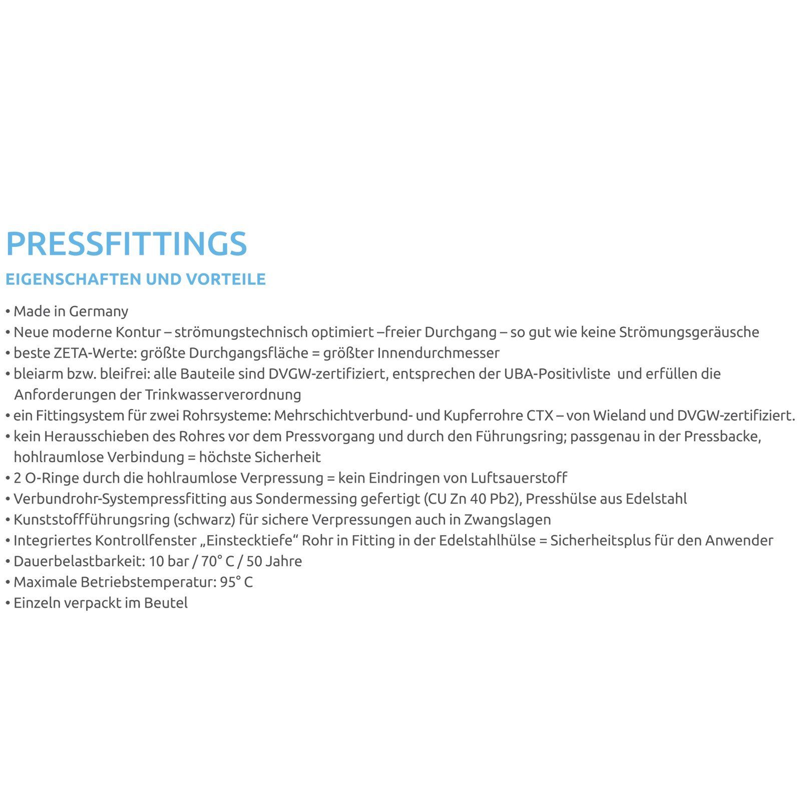 PipeTec Deutschland Pressfitting Pressfitting Winkel 16x2 mm 90° TH Kontur Alu Mehrschicht Verbundrohr