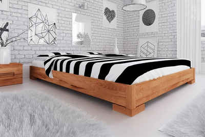 Natur24 Einzelbett Bett Bento 2 Kernbuche massiv 140x200cm ohne Kopfteil mit Holzbeinen