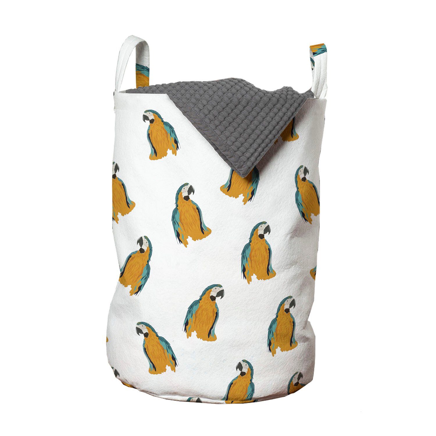 Abakuhaus Wäschesäckchen Wäschekorb mit Griffen Kordelzugverschluss für Waschsalons, Gelber Vogel Tropic Papageien