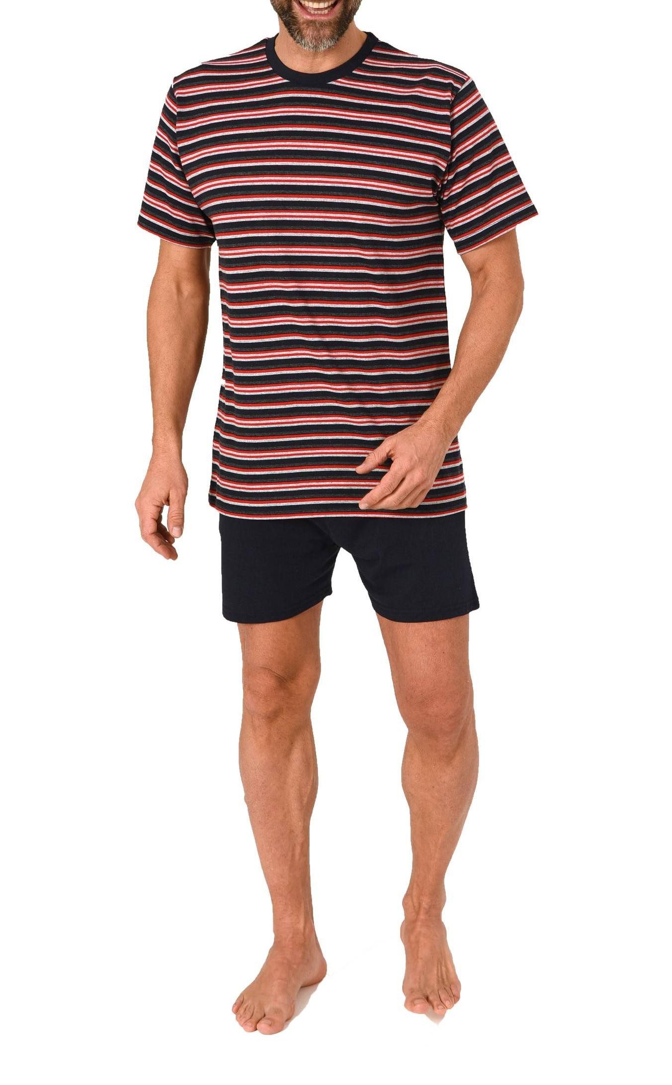 Pyjama Normann Herren kurzarm Schlafanzug Shorty Pyjama in Streifenoptik