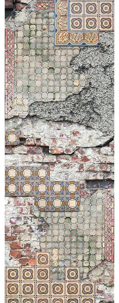 Architects Paper Fototapete Vintage Tiles, (1 St), Vintage Tapete Used Look Steinoptik Fototapete Panel 1,00m x 2,80m