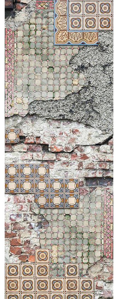Architects Paper Fototapete Vintage Tiles, (1 St), Vintage Tapete Used Look Steinoptik Fototapete Panel 1,00m x 2,80m
