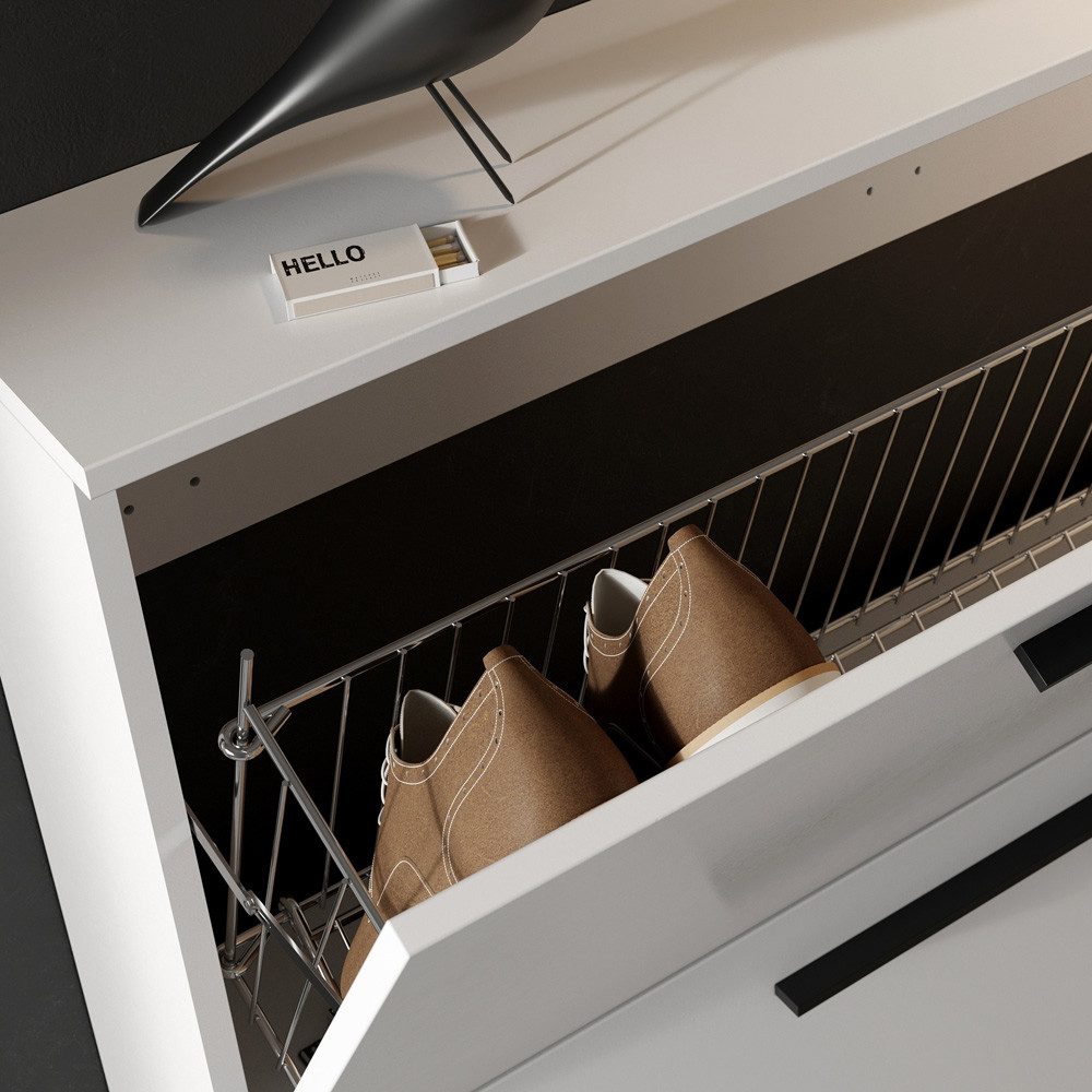 Lomadox Schuhschrank UTRERA-01 für schmalen Flur in weiß, B/H/T: ca. 140/85 günstig online kaufen