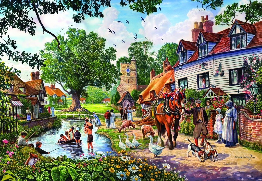 Bluebird Puzzle Puzzle A Village in Summer, Puzzleteile