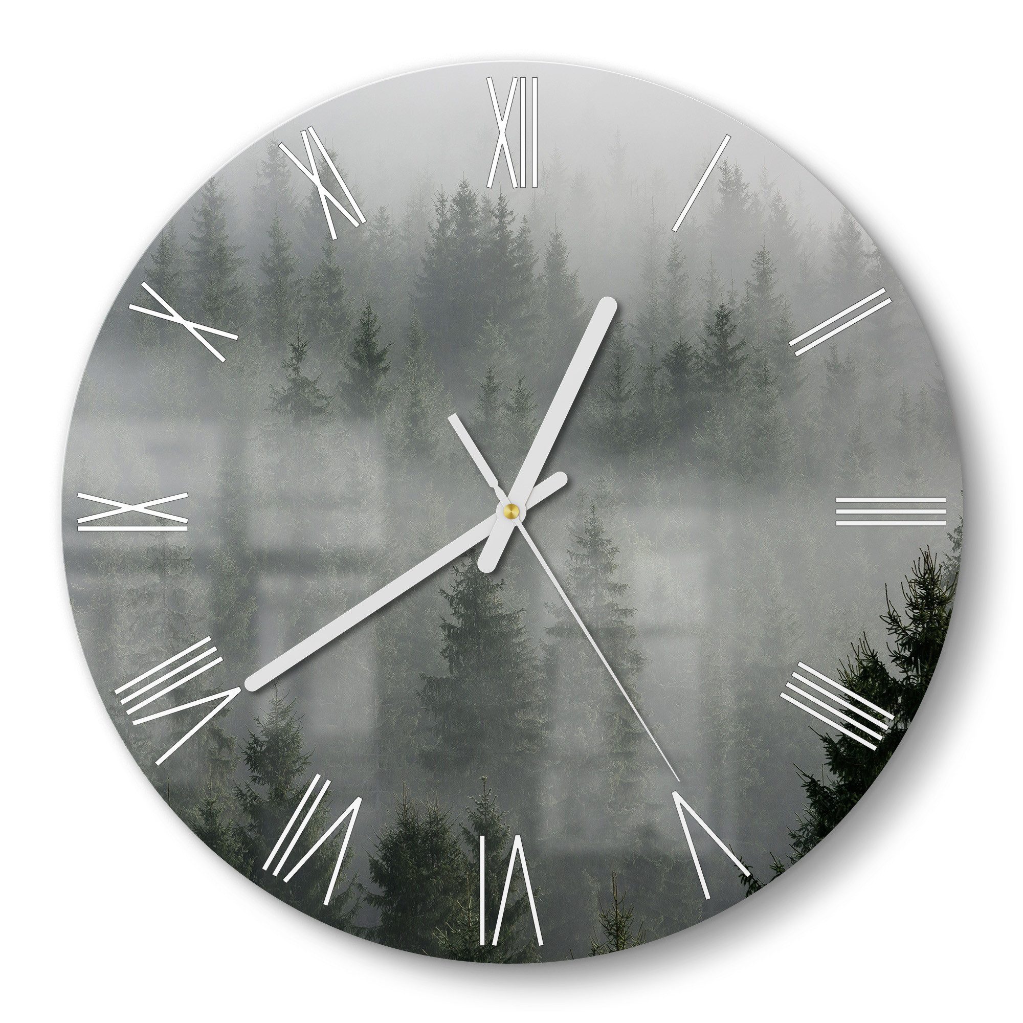 DEQORI Wanduhr 'Nebelwaldmystik' (Glas Glasuhr modern günstig online kaufen