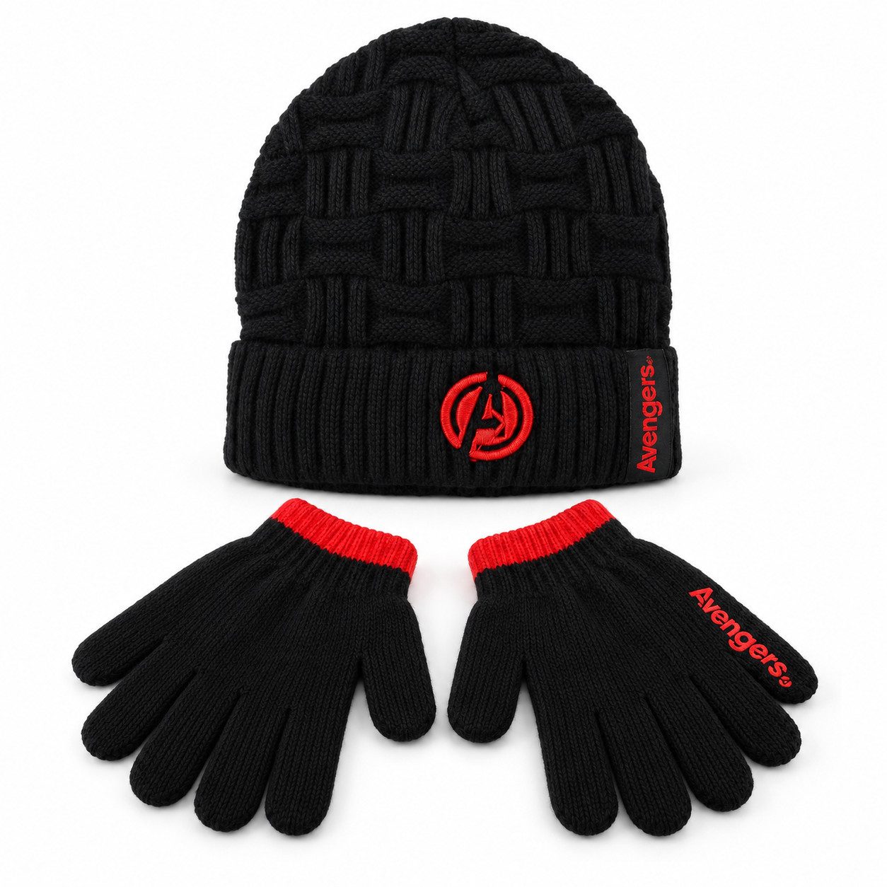 MARVEL Schlupfmütze Marvel Avengers Wintermütze plus Handschuhe für Jungen Gr. 54 oder 56