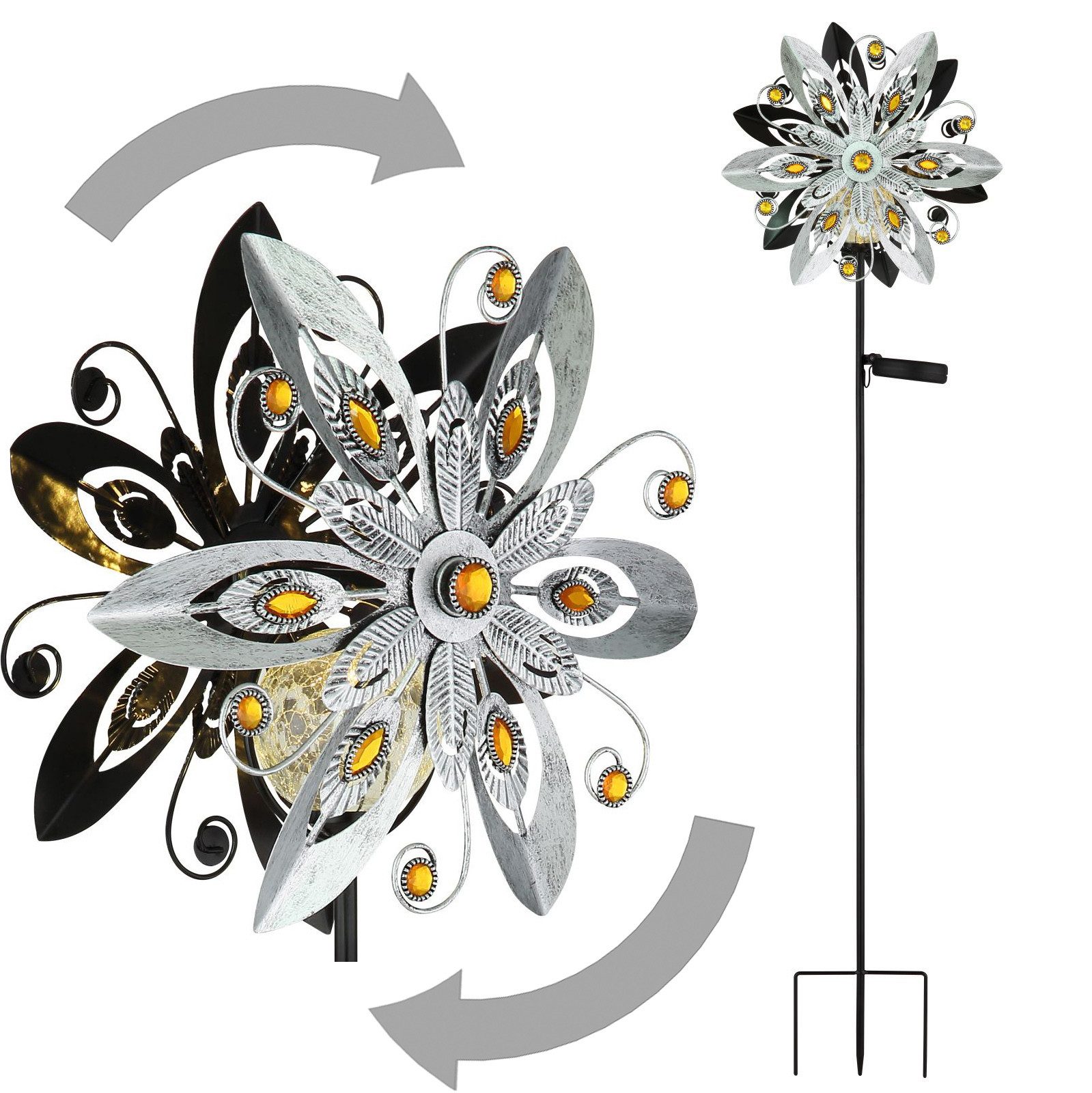 bmf-versand LED Solarleuchte Windrad Metall Garten günstig online kaufen