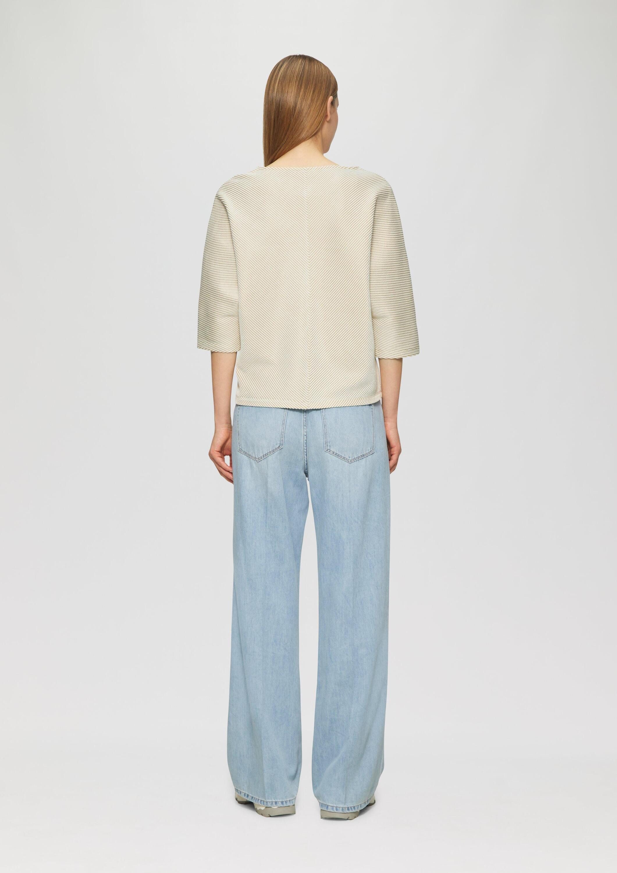 s.Oliver 3/4-Arm-Shirt T-Shirt Shirt mit Strukturstreifen und Fledermausärmeln