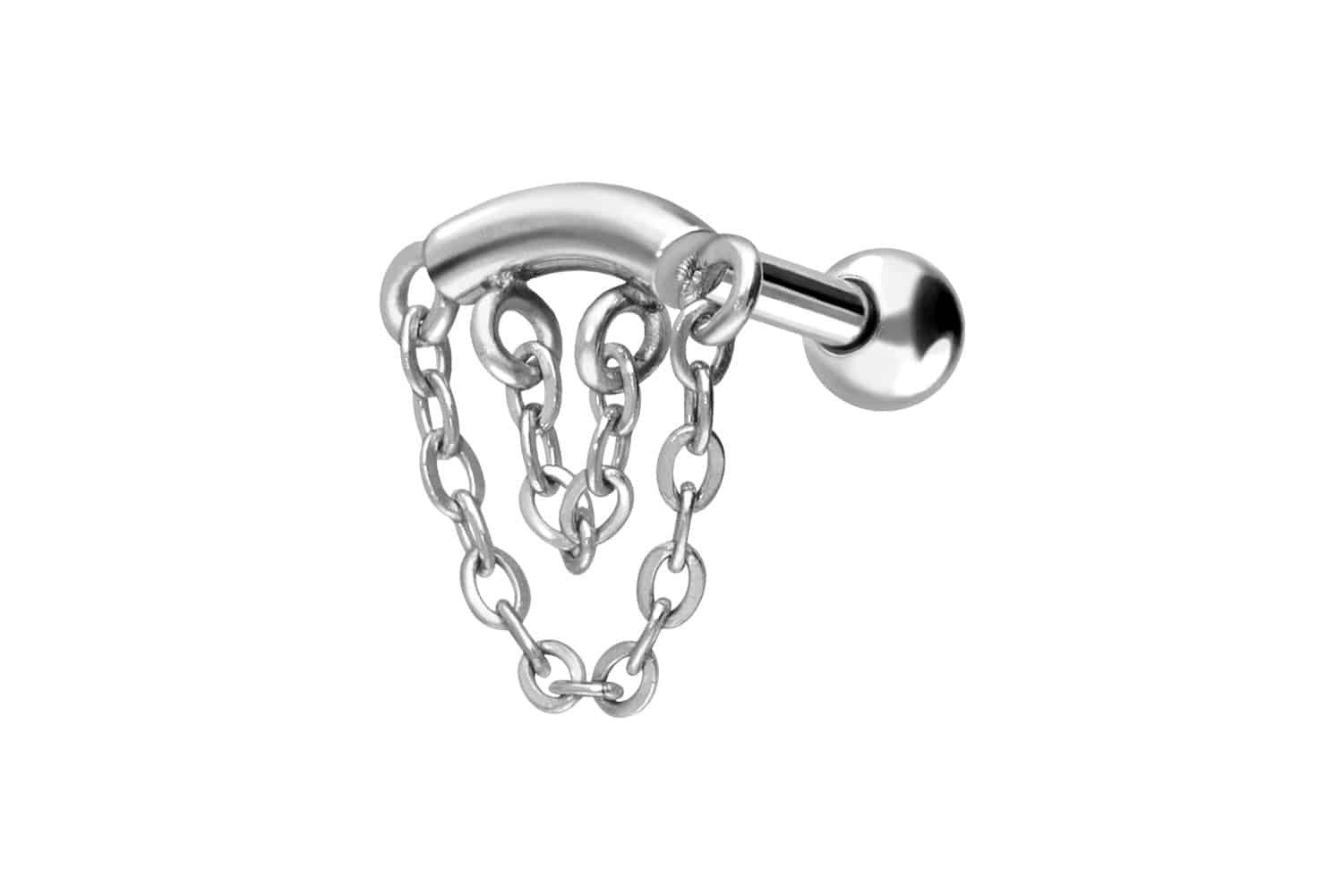 Piercing-Set Chirurgenstahl Ohrpiercing BOGEN + 2 KETTEN