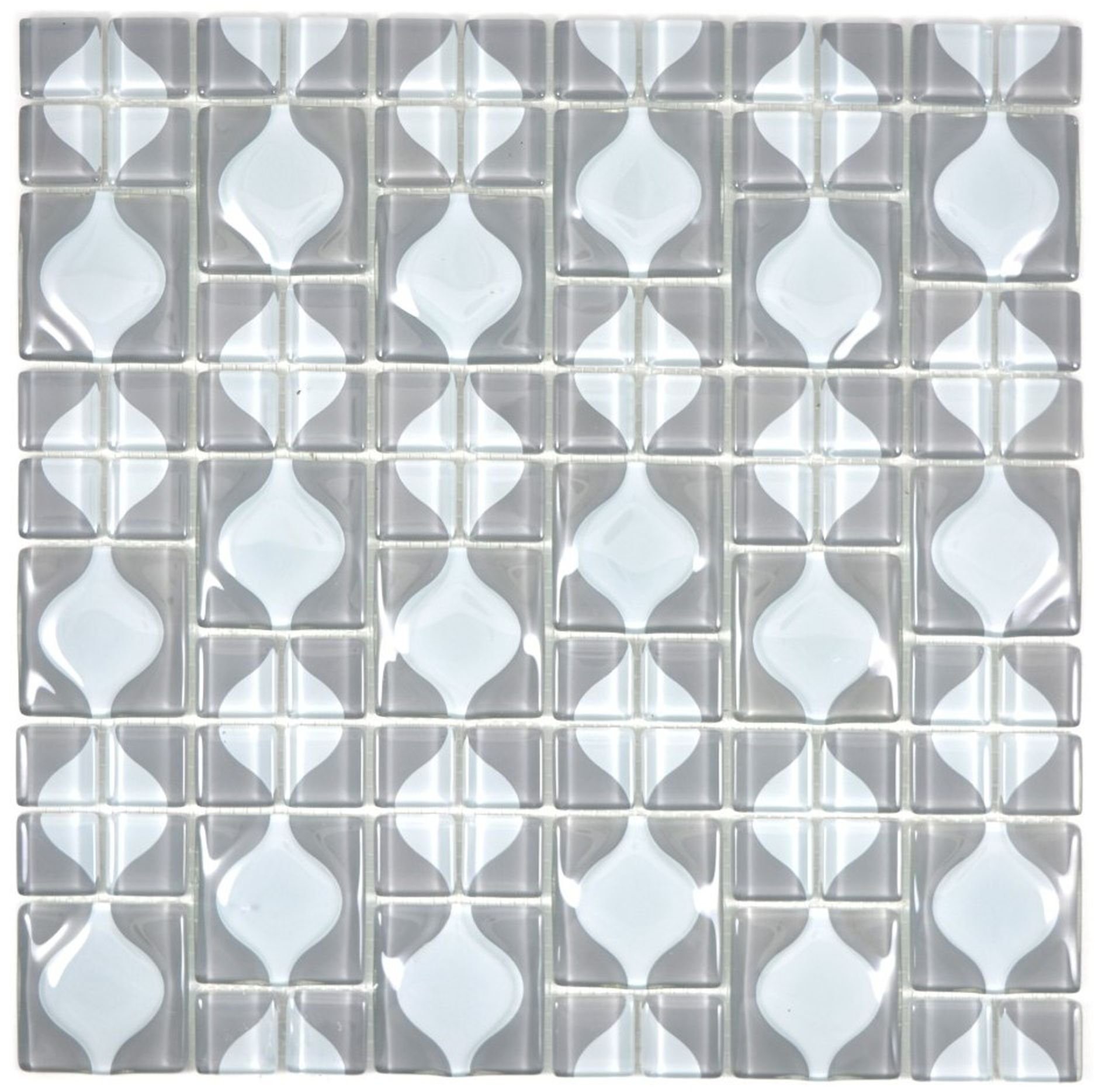 Mosani Mosaikfliesen Glasmosaik Mosaikfliesen 3D grau Grey Dot Design BAD WC | Fliesen