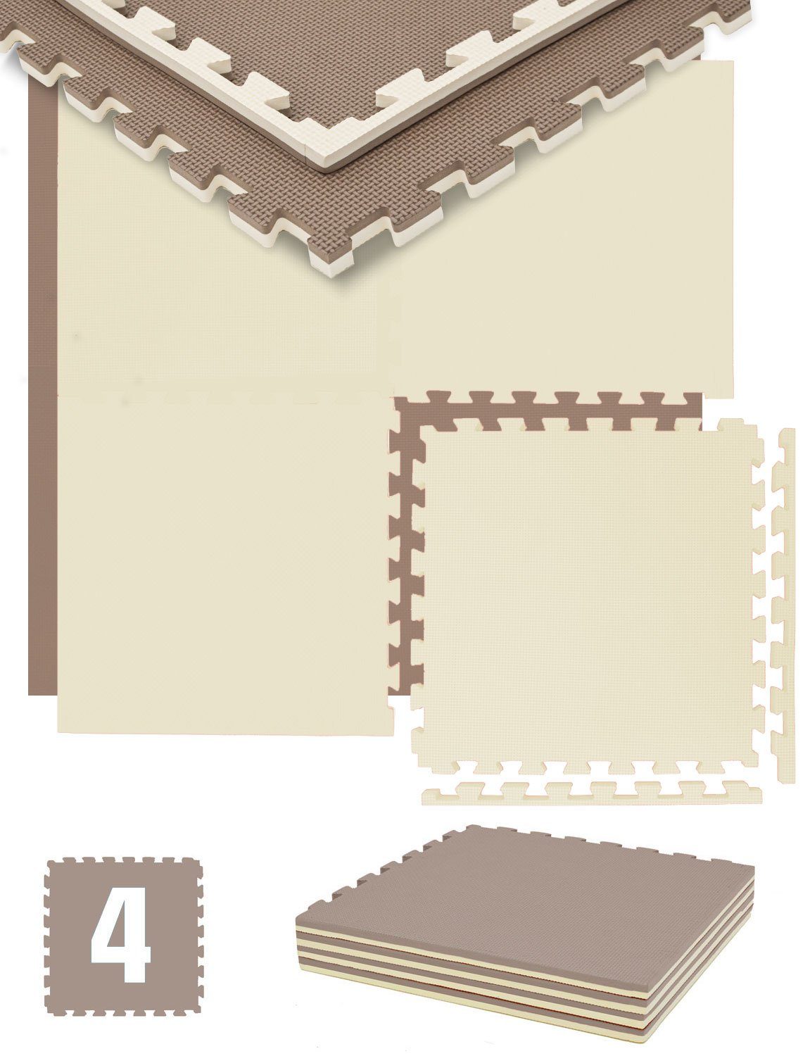 eyepower Fitnessmatte für Zuhause - 1 m² Trainingsmatte mit Rand - 4 Große Home Gym Matten, 50 x 50 x 2 cm Bodenschutzmatte Sport & Gymnastik - Optische Mängel