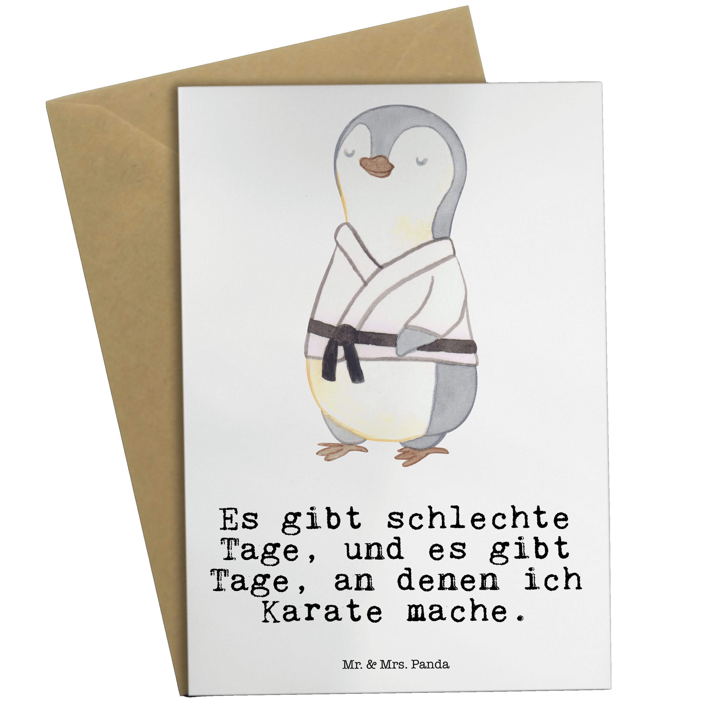 Geschenk, Hobby, Tage & Pinguin Hochzeitskarte, Karate Mr. - Gewinn Panda Weiß - Mrs. Grußkarte