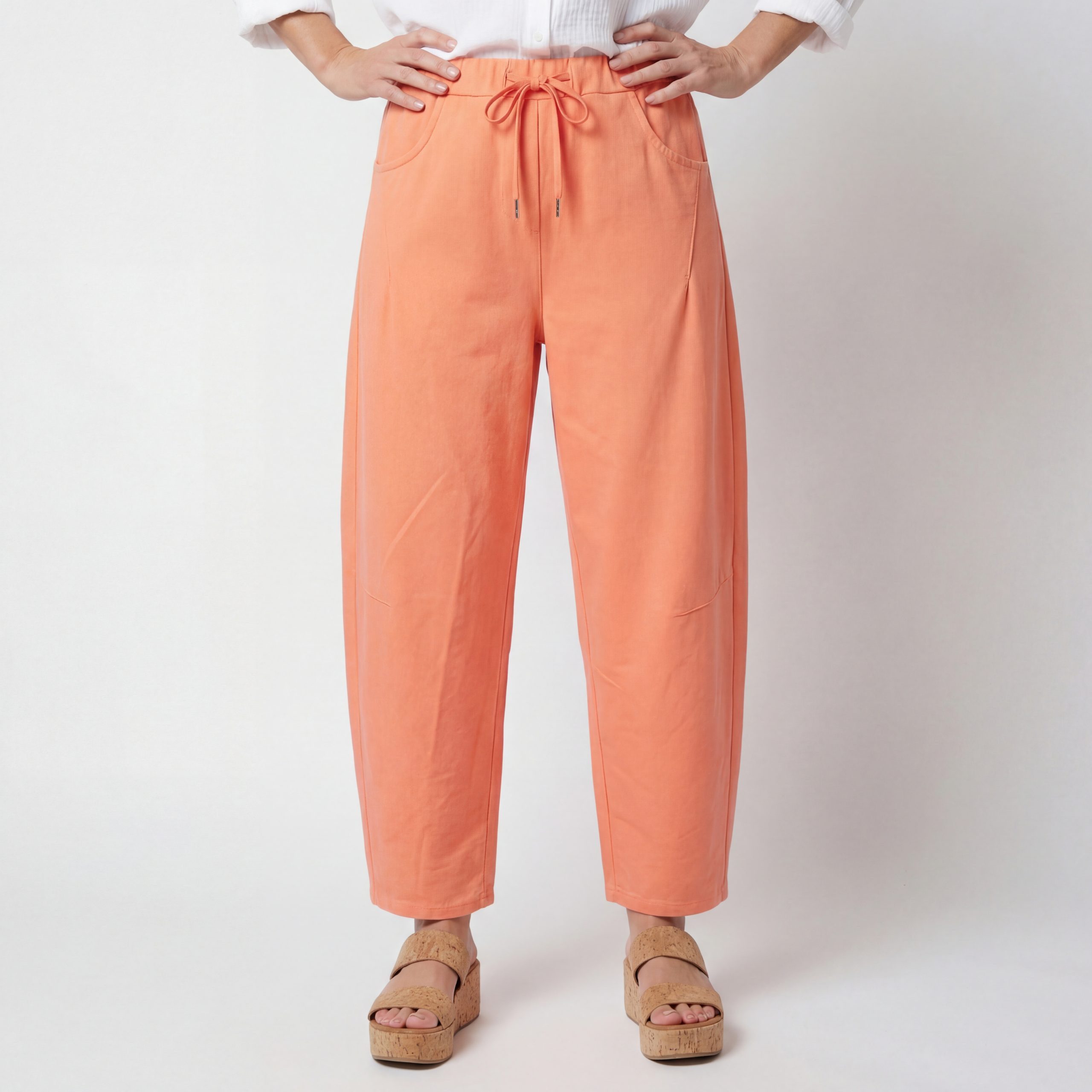 OriginalYou Sweathose Damen Barrel Jogger Sweatpants aus Baumwolle mit Elastikbund Größe 36-38, Unifarben, Kordelzug