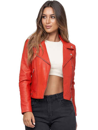 Tazzio Lederjacke F507 Biker Look mit coolen Zipper-Details & Reverskragen