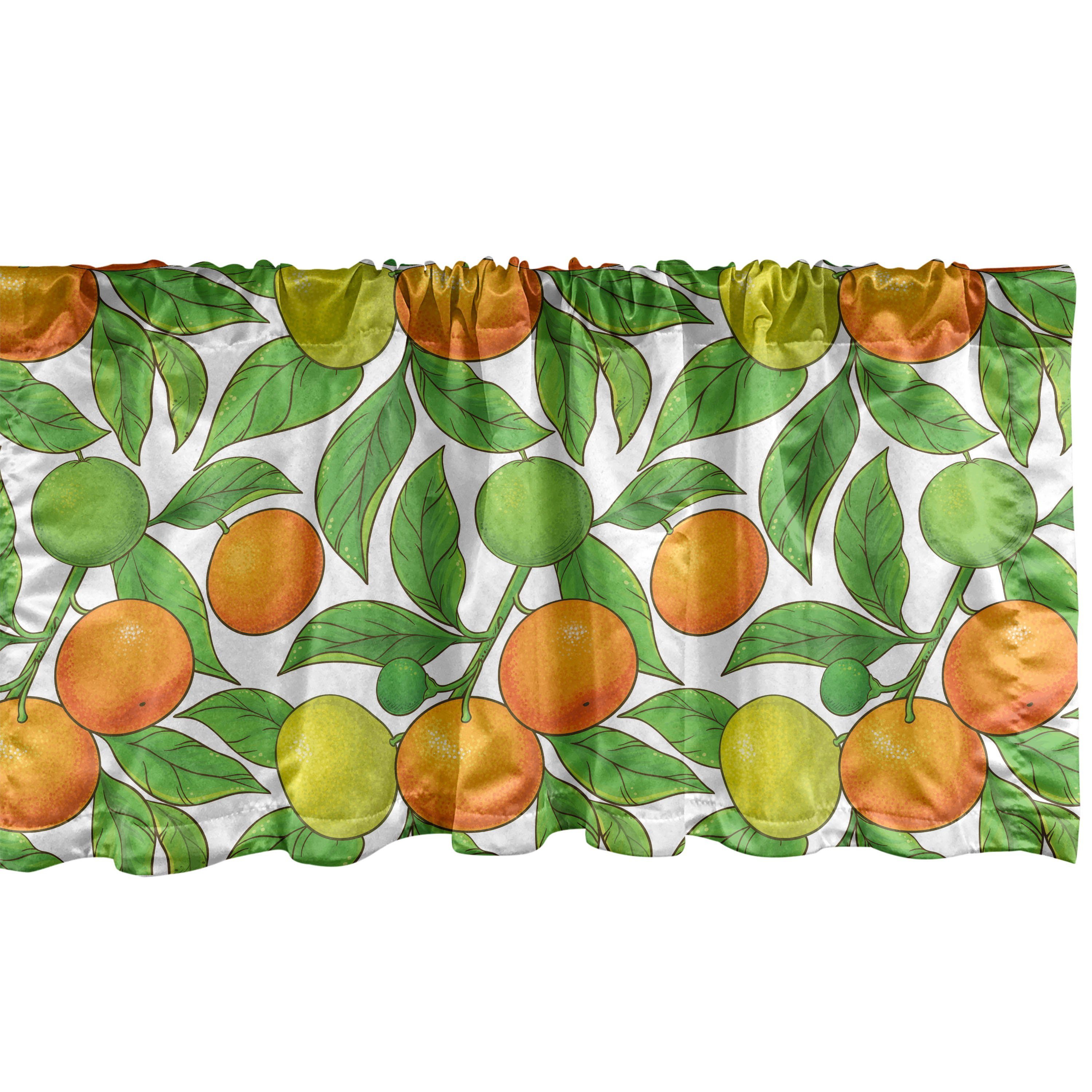Scheibengardine Vorhang Volant für Küche Schlafzimmer Dekor mit Stangentasche, Abakuhaus, Microfaser, Früchte Saisonale Citrus Mandarin