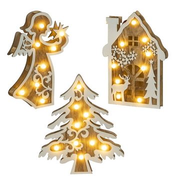 etc-shop LED Dekolicht, Weihnachtsdeko LED Figuren Holzdekoration