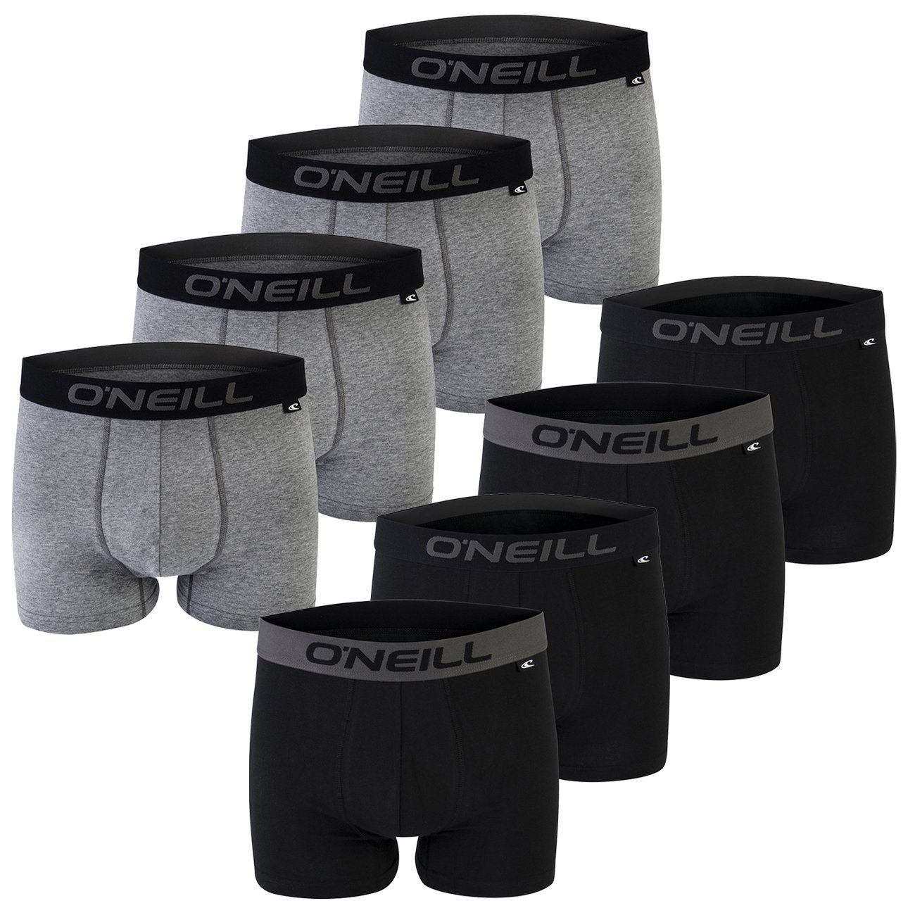 O'Neill Boxershorts Men boxer O'Neill plain Multipack (8-St) mit Logo Webbund 4x Black (6969P) & 4x Antracite (6868P)