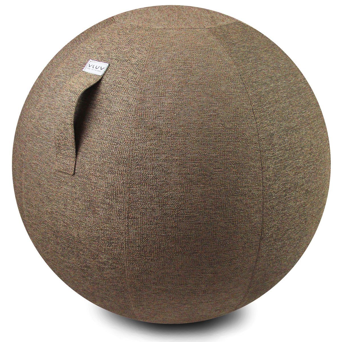 VLUV Sitzball BOL STOV Stoff-Sitzball, ergonomisches Sitzmöbel für Büro und Zuhause, Farbe: Macchiato (braun), Ø 60cm - 65cm, hochwertiger Мебельbezugsstoff, robust und formstabil, mit Tragegriff