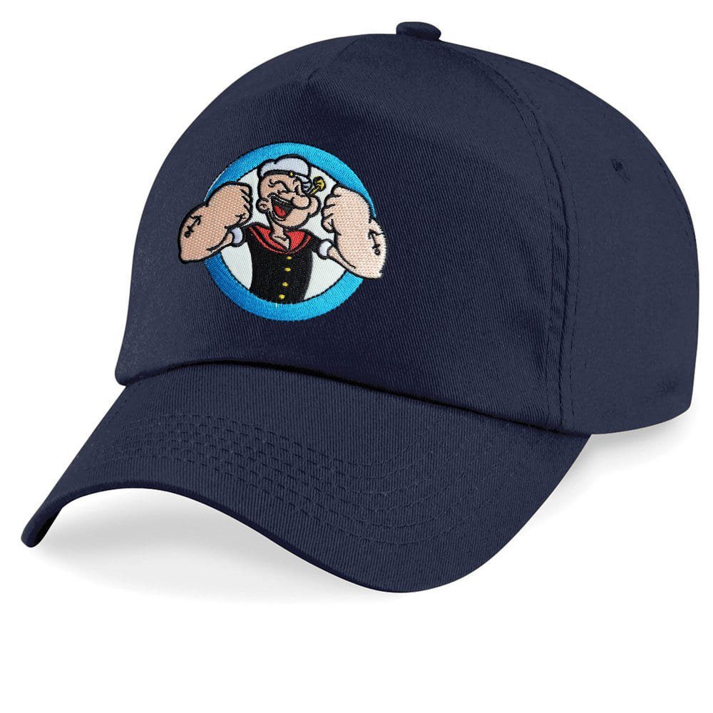Blondie & Brownie Baseball Cap One Stick Popeye Stark Patch Size Gym Fitnes Kinder Spinat Arm Navyblau