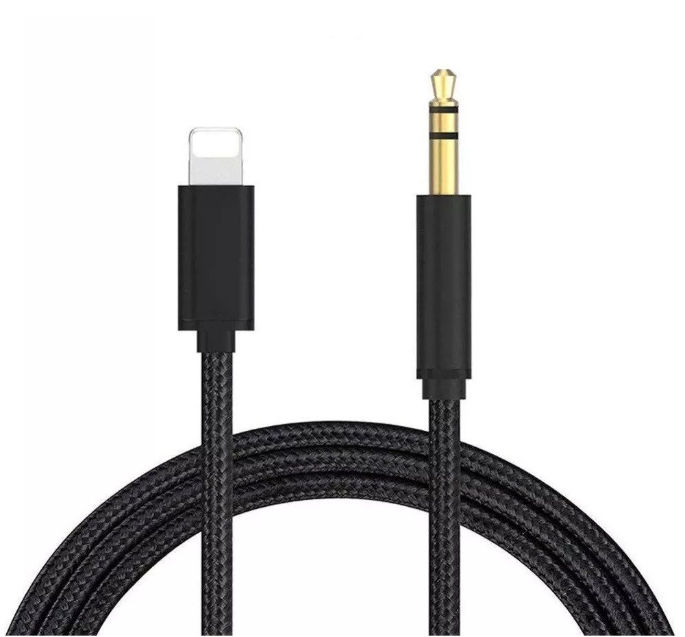 OLi AUX für Audiokabel für alle iPhone Car Schwarz Handy-Netzteile (1m Lightning 8 Pin zu 3,5mm Klinke Audiokabel MFi & Auto)