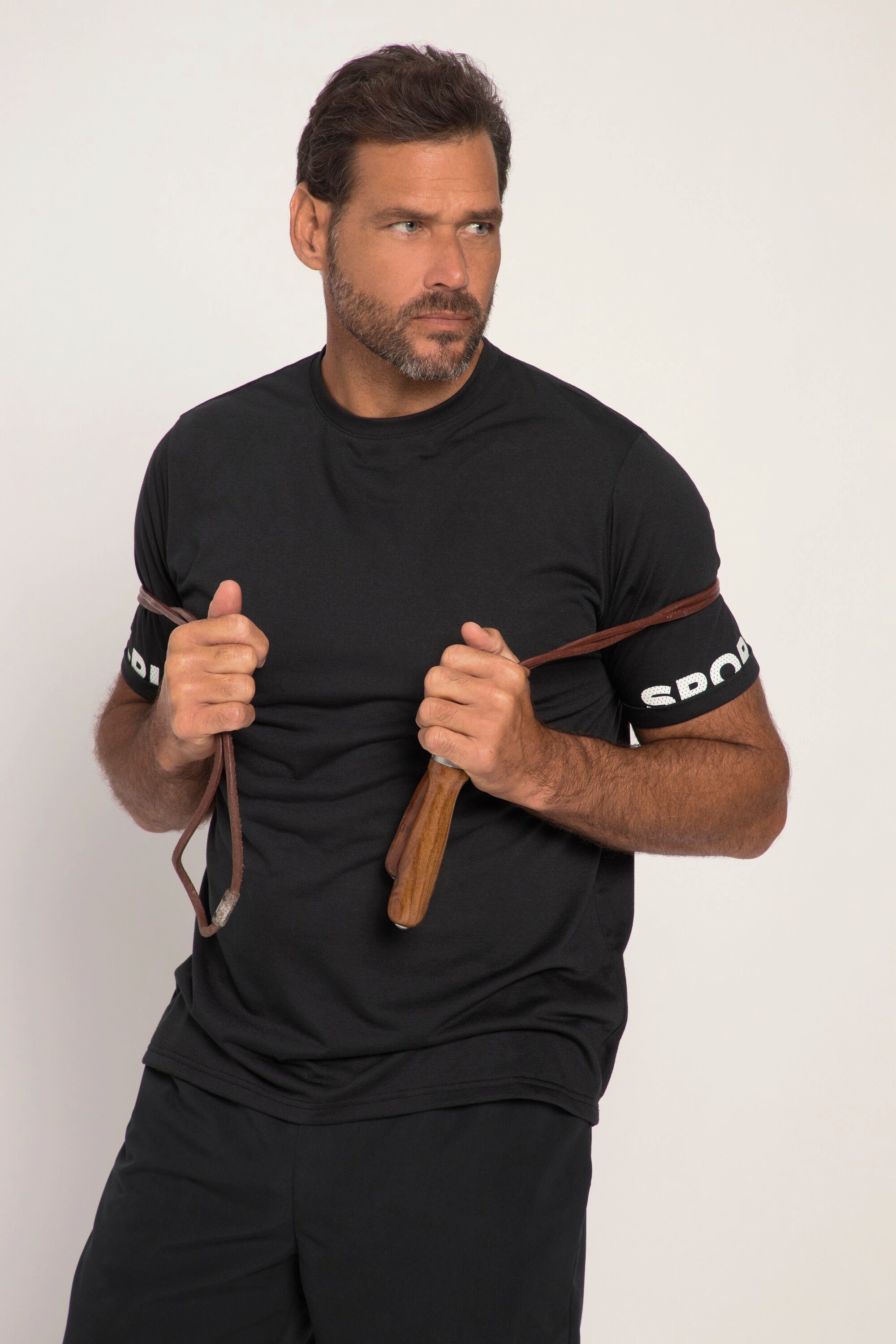 T-Shirt schwarz T-Shirt FLEXNAMIC® JP1880 Fitness Halbarm
