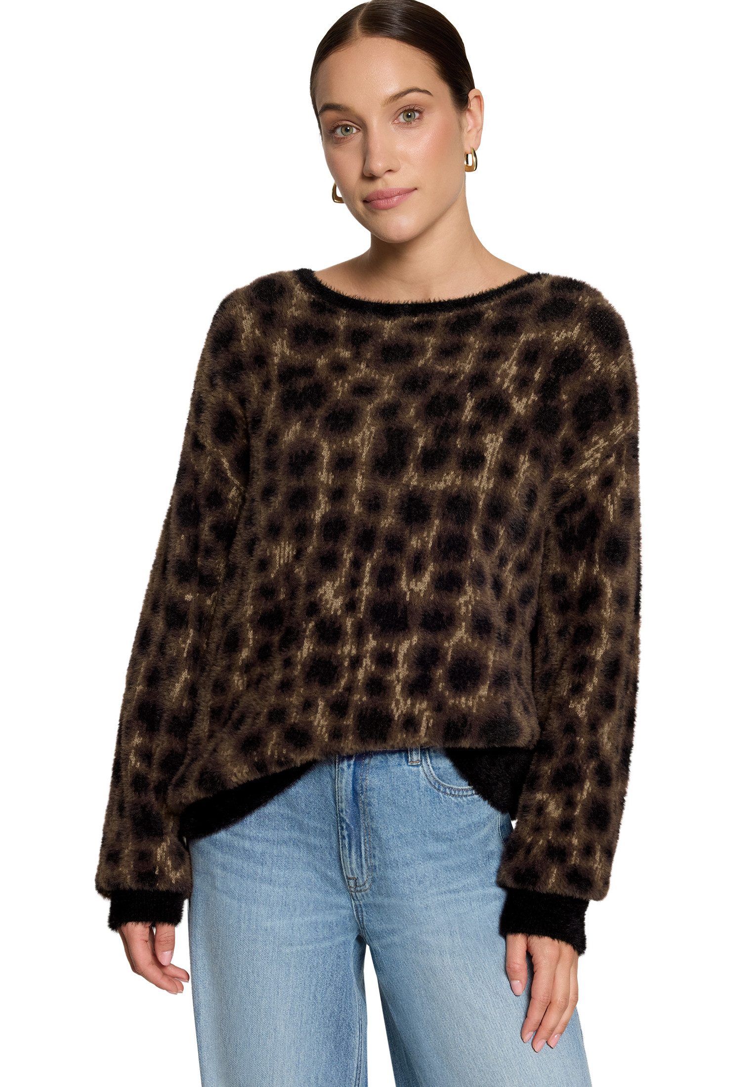 Zero Strickpullover Damen mit Jacquard (1-tlg) Material