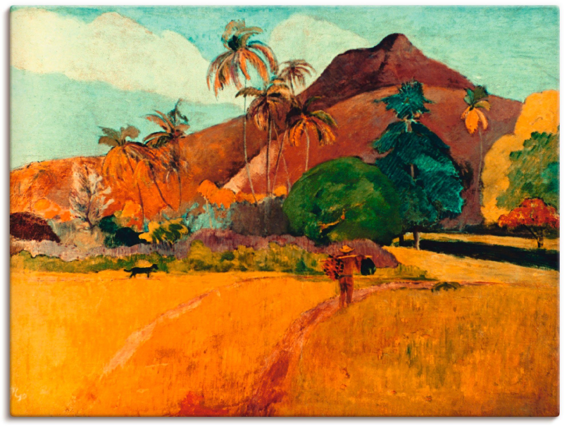 Artland Leinwandbild Tahitische Landschaft, 1891, Berge (1 St), auf Holzrahmen gespannt