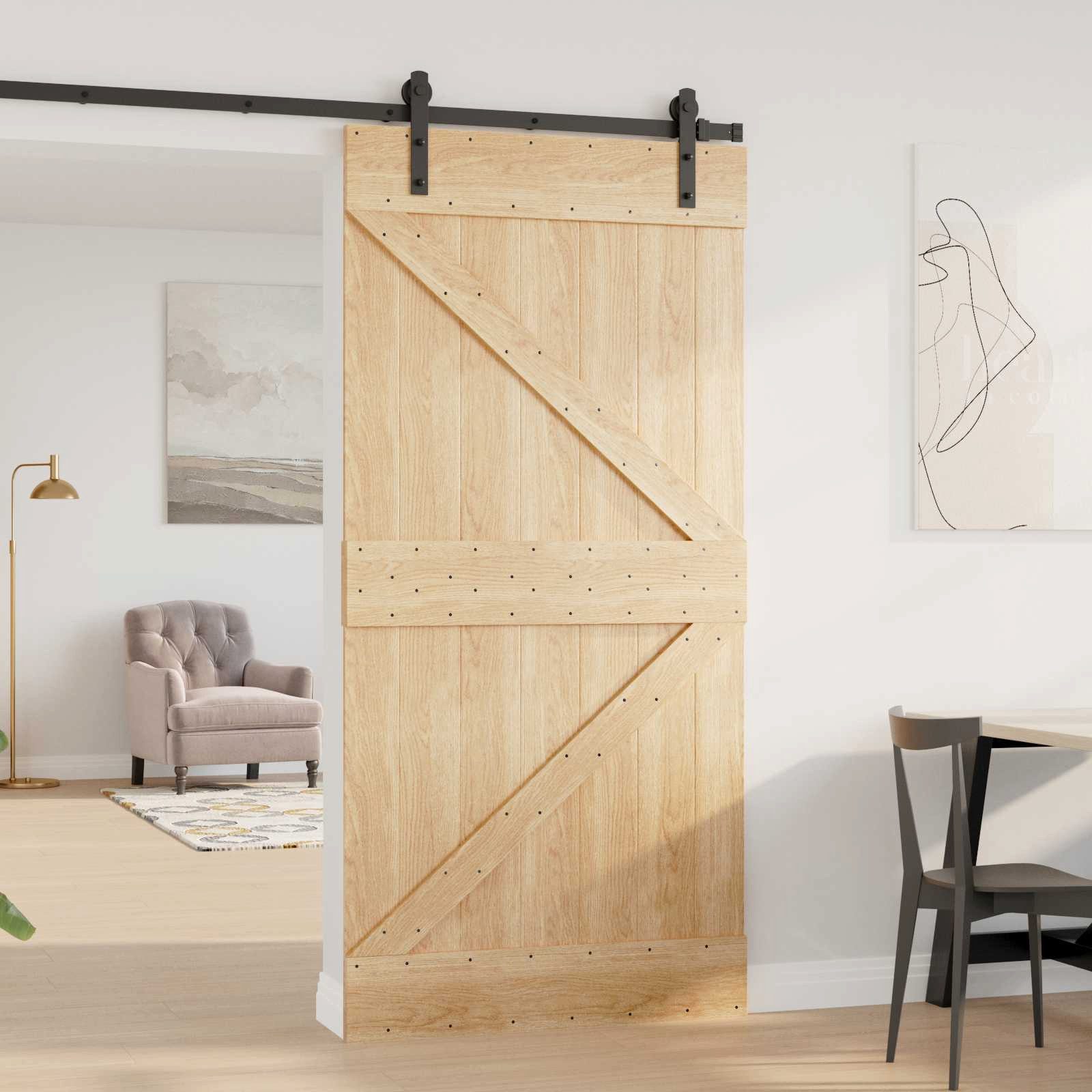 vidaXL Schiebetür Tür NARVIK 100 x 210 cm Massivkiefer (Unbehandelt) Natur (1-St)