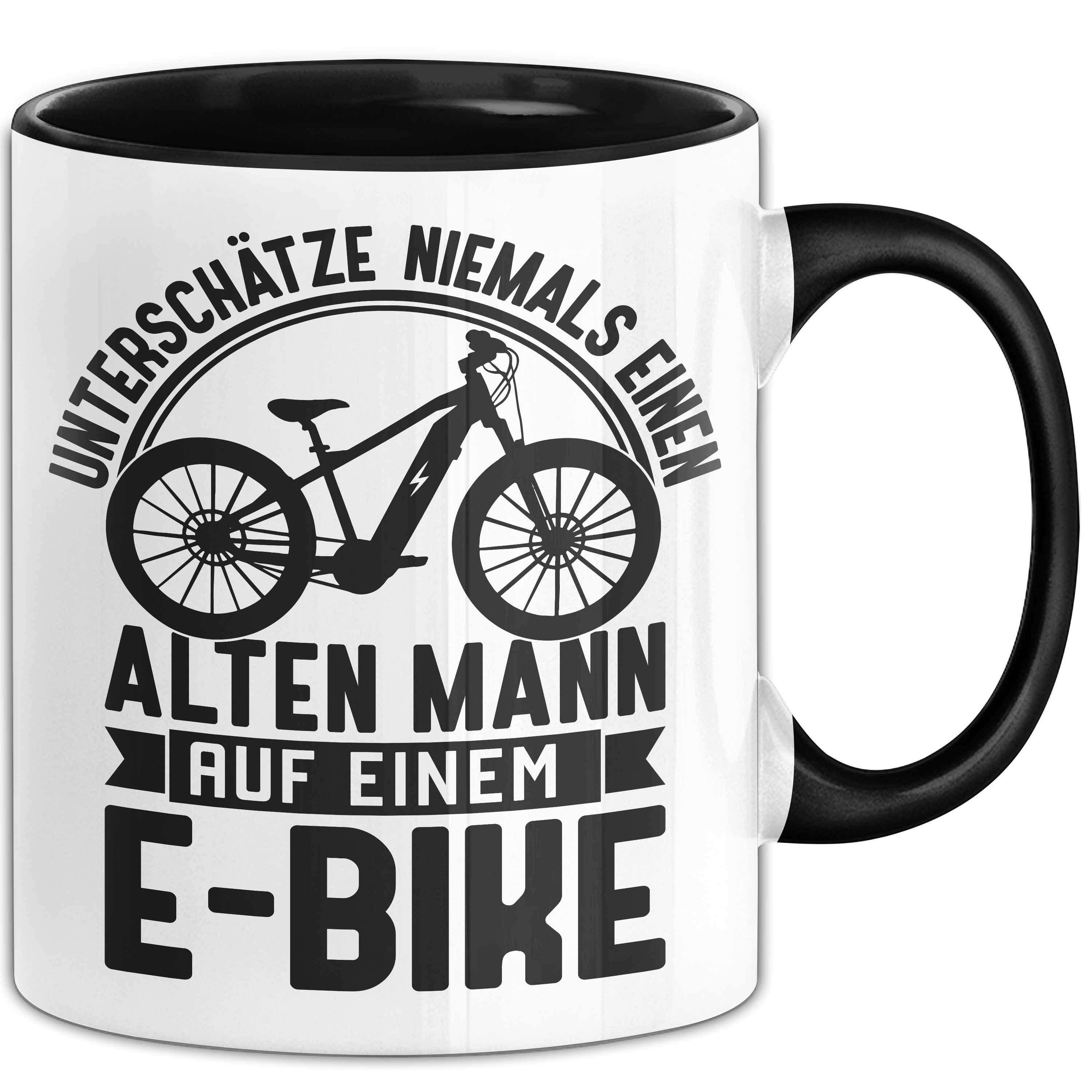 Trendation Tasse E-Bike Tasse Geschenk Spruch Elektrofahrrad Mann Fahrrad Unterschätze