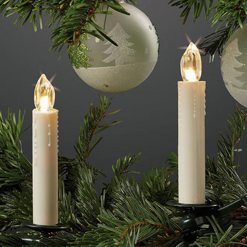 Hellum LED-Christbaumkerzen, Weiß 5 Stück IP20 Batteriebetrieben mit Leuchtmittel
