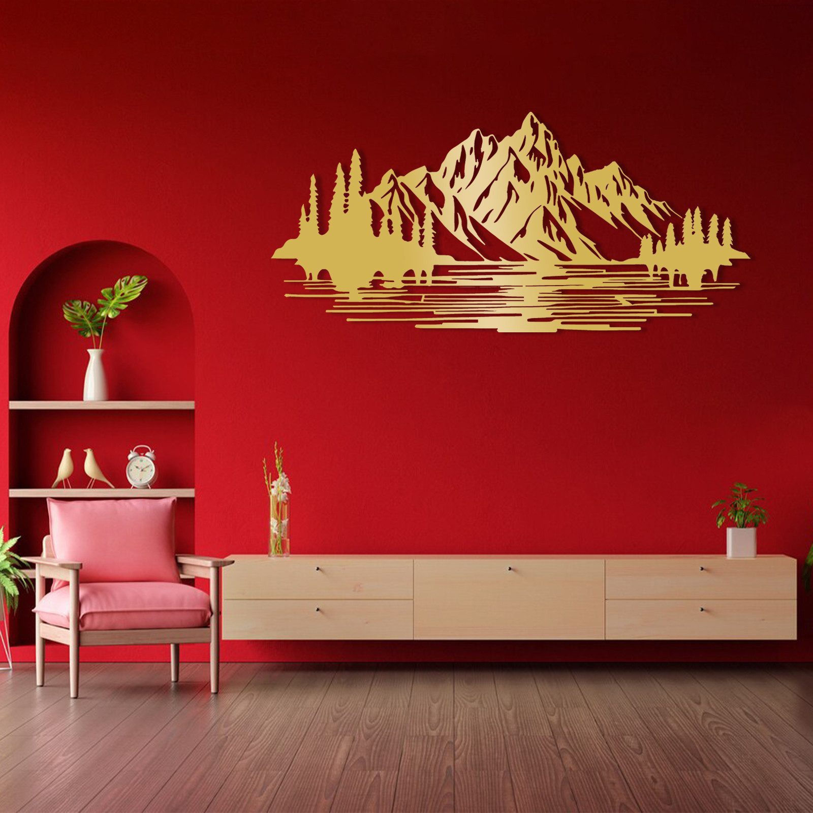 Jumpeak Wanddekoobjekt Bergwald Metall Kunst Wanddekoration, günstig online kaufen