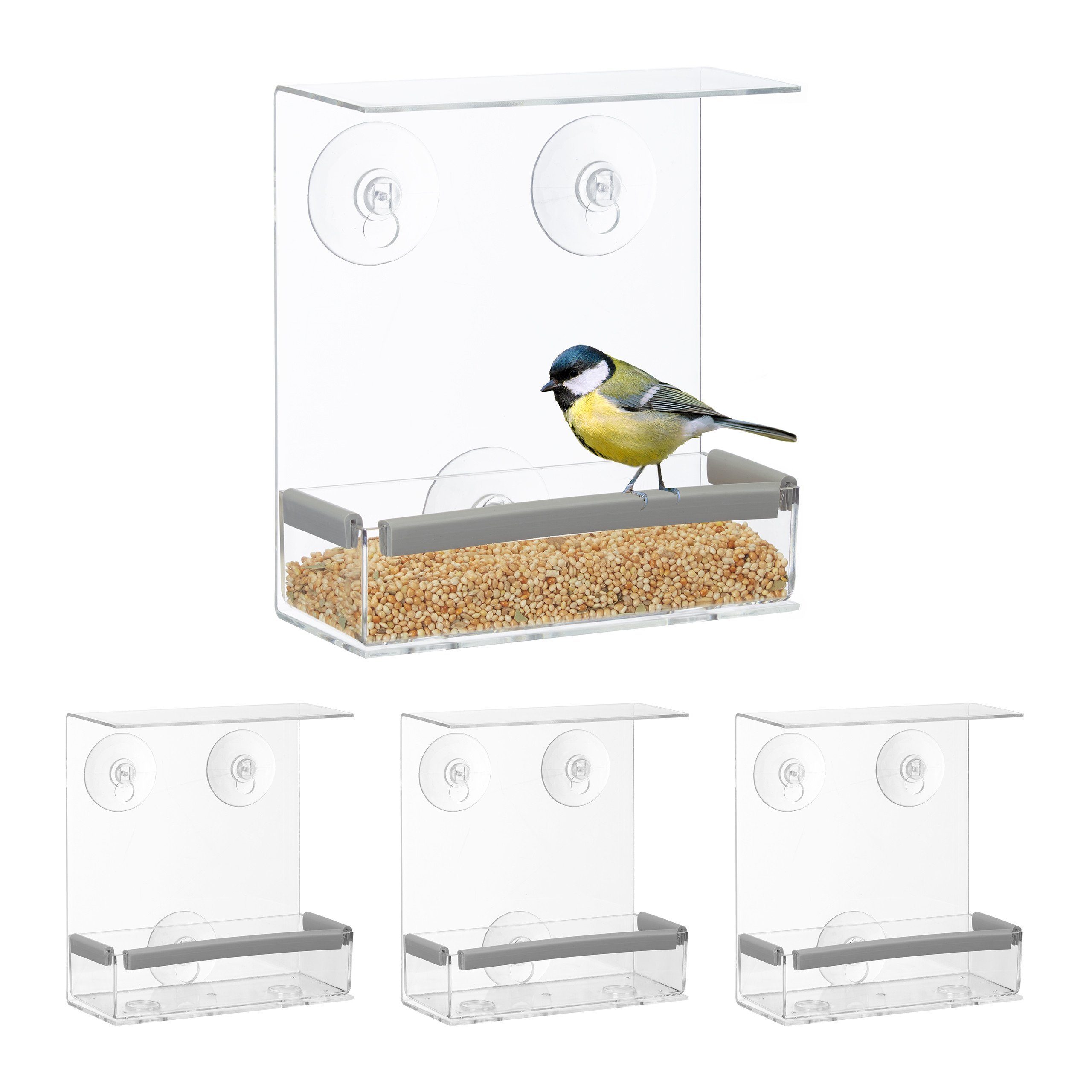Vogelhaus 4 x Vogelfutterhaus für Fenster