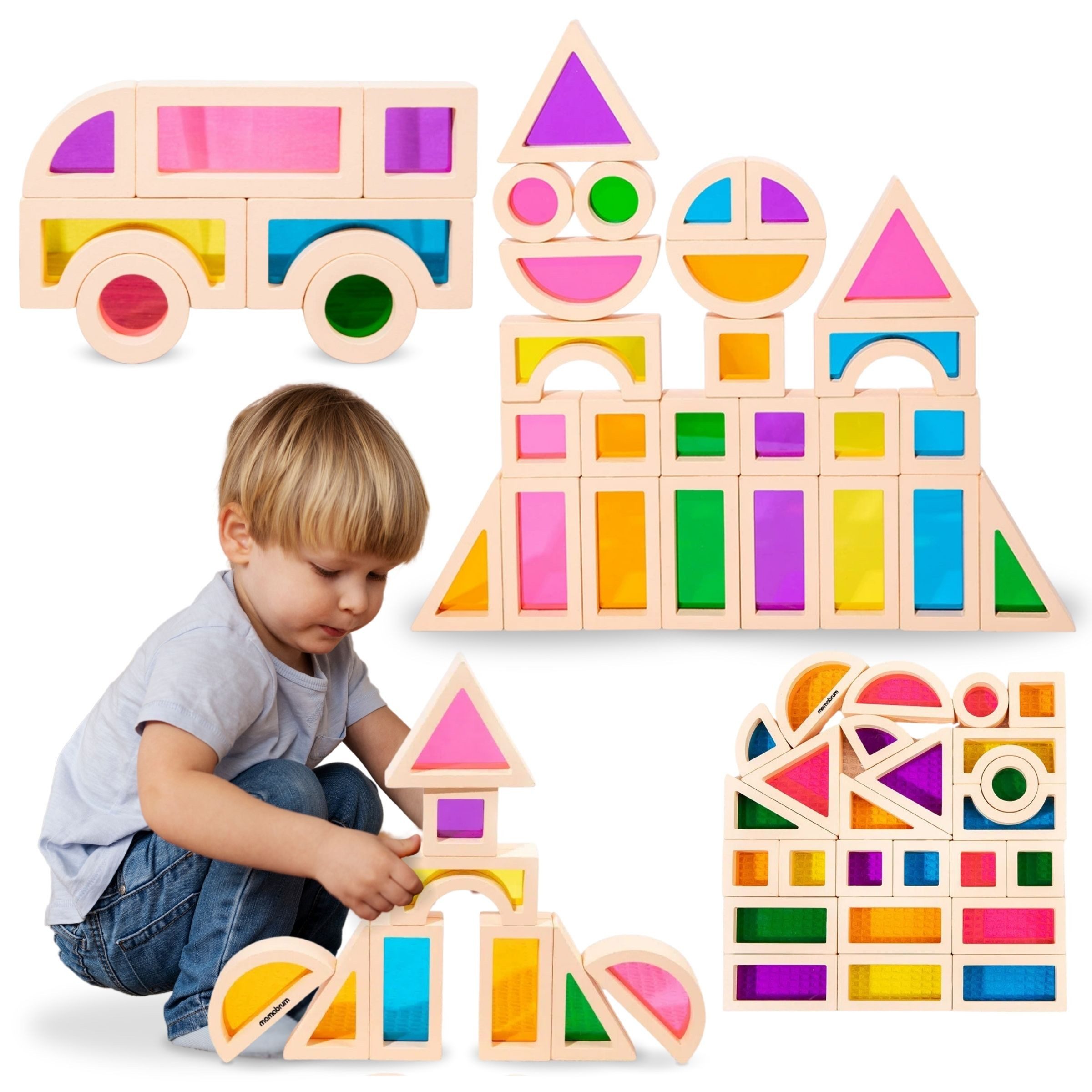 Mamabrum Lernspielzeug Regenbogen-Holzbausteine - 25 Teile, Kinderspielzeug günstig online kaufen
