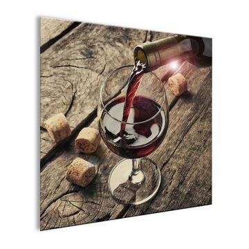 artissimo Glasbild Glasbild 30x30cm Bild Küche Küchenbild Esszimmer vintage braun rot, Essen und Trinken: Wein III