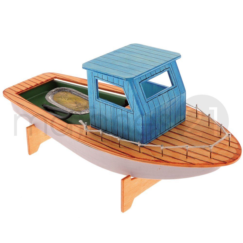 matches21 HOME & HOBBY Holzbaukasten Fischerboot mit Knatterantrieb Bausatz