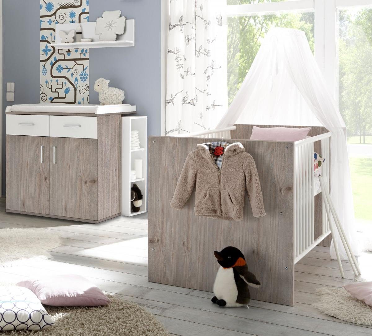 Storado Babyzimmer-Komplettset Babyzimmerset Sienna nelson eiche 7 Packstüc günstig online kaufen