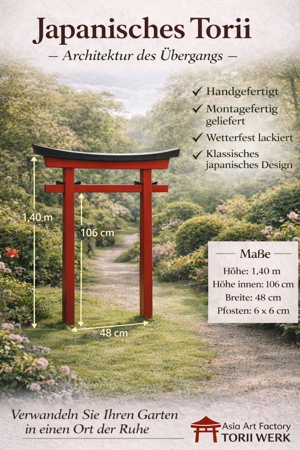 AAF Nommel Gartentor Torii Gate japanisch Japan Tor Garten, Modell 023