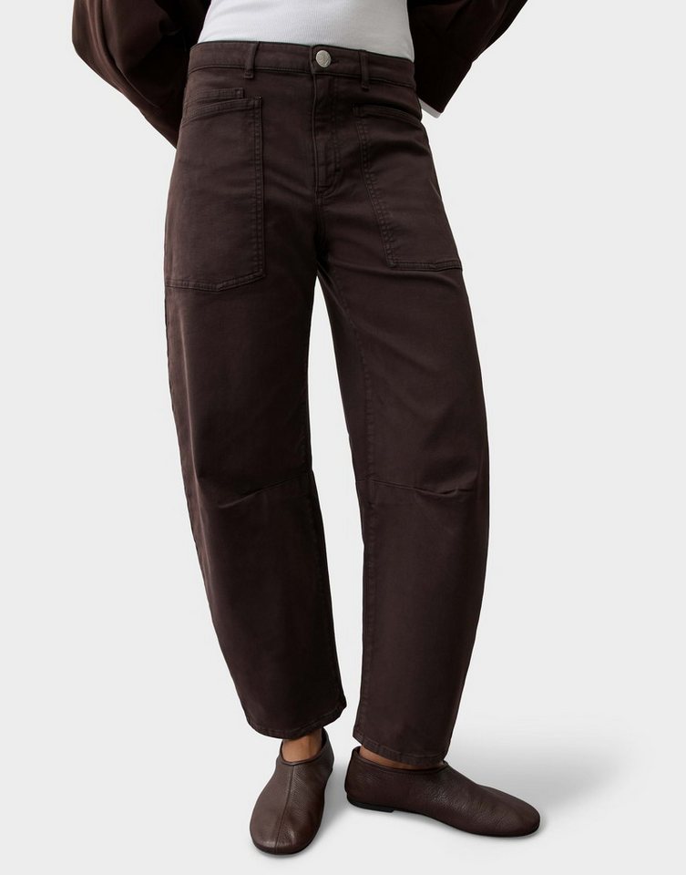 OPUS PANTS Relax-fit-Jeans Lisana vibrant aus weichem Satin Ovale Beinform mit Cargotaschen und Abnäher am Knie