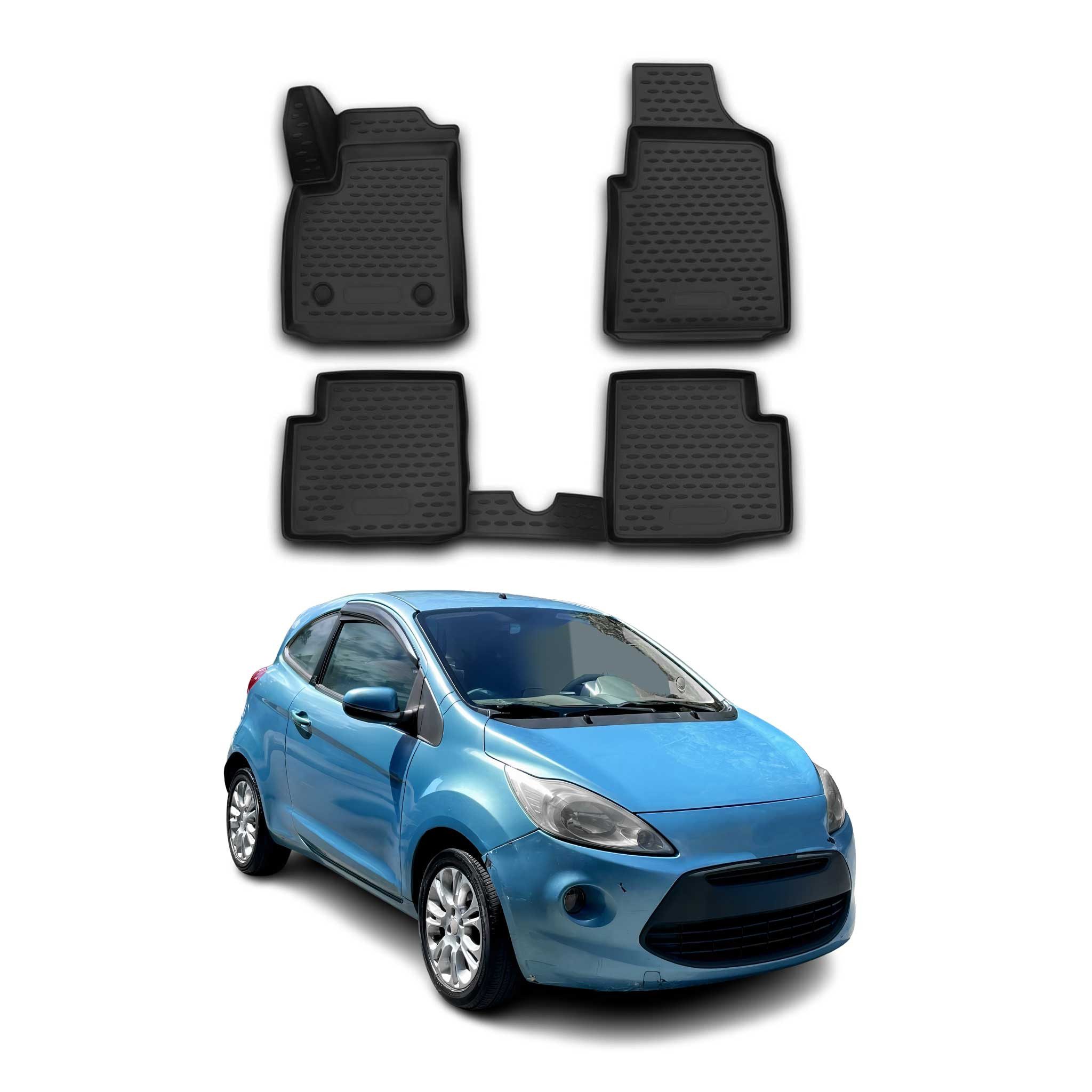 OMAC Auto-Fußmatten für Ford Ka 2008-2021 Schwarz 4 tlg TPE Automatten (4 St), für Ford Ka 2008-2021 Ford Ka 2008-2021, Antirutsch,Wasserfest,Einfache Installation