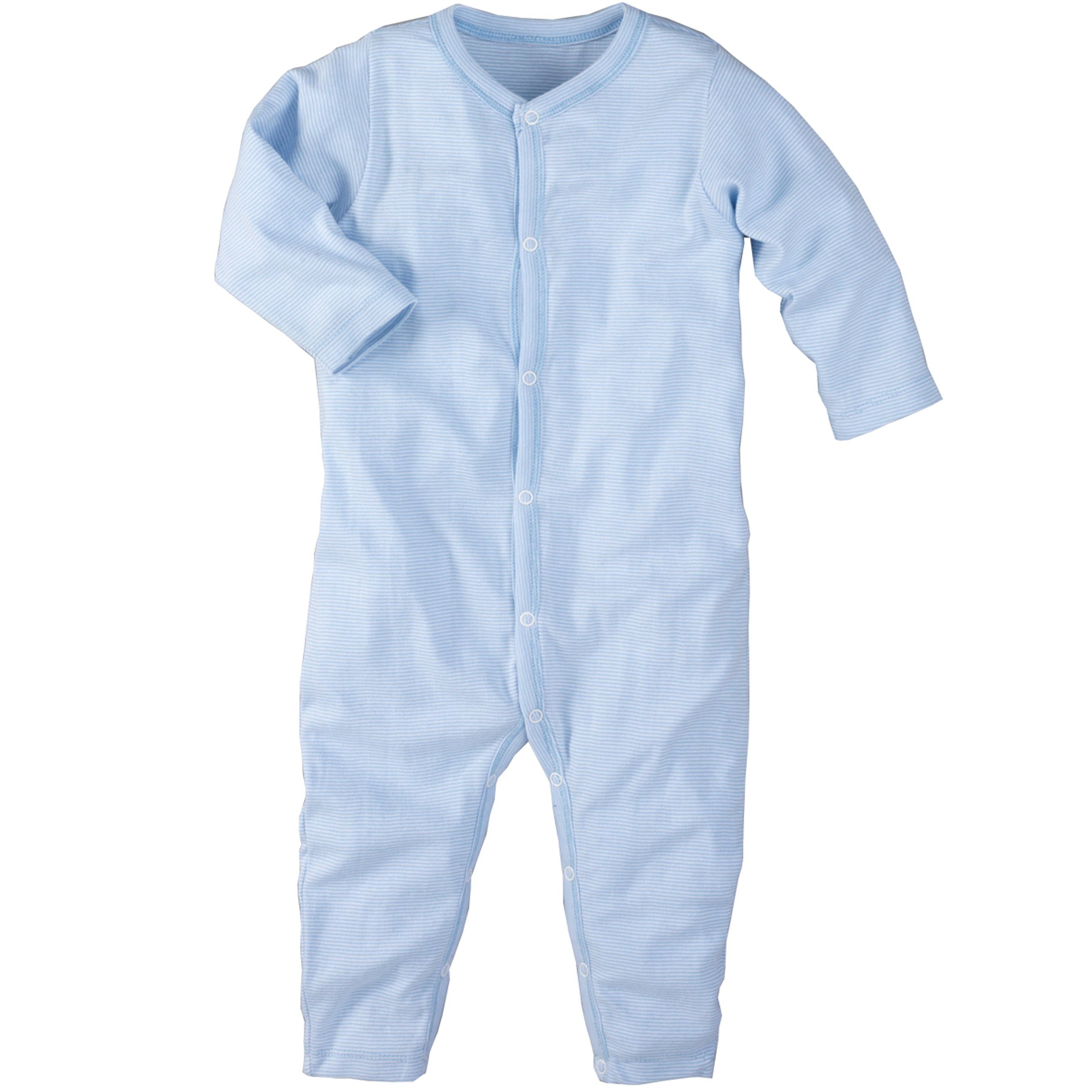 wellyou Schlafanzug »Pyjama für Jungen und Mädchen, Einteiler langarm, Baby  Kinder, hell-blau weiß gestreift,