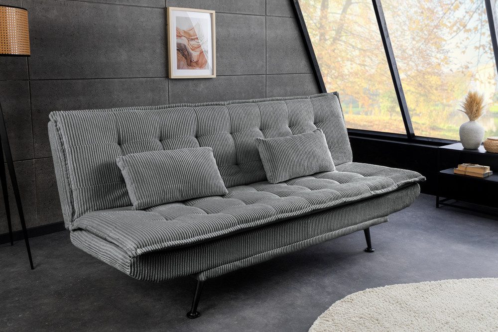 riess-ambiente Schlafsofa JAZZ 190cm grau – 3-Sitzer Sofa mit Bettfunktion, Cordbezug, modern, Einzelartikel 1 Teile, komfortable Ausziehcouch mit Polsterung –  – Bild 5 von 5