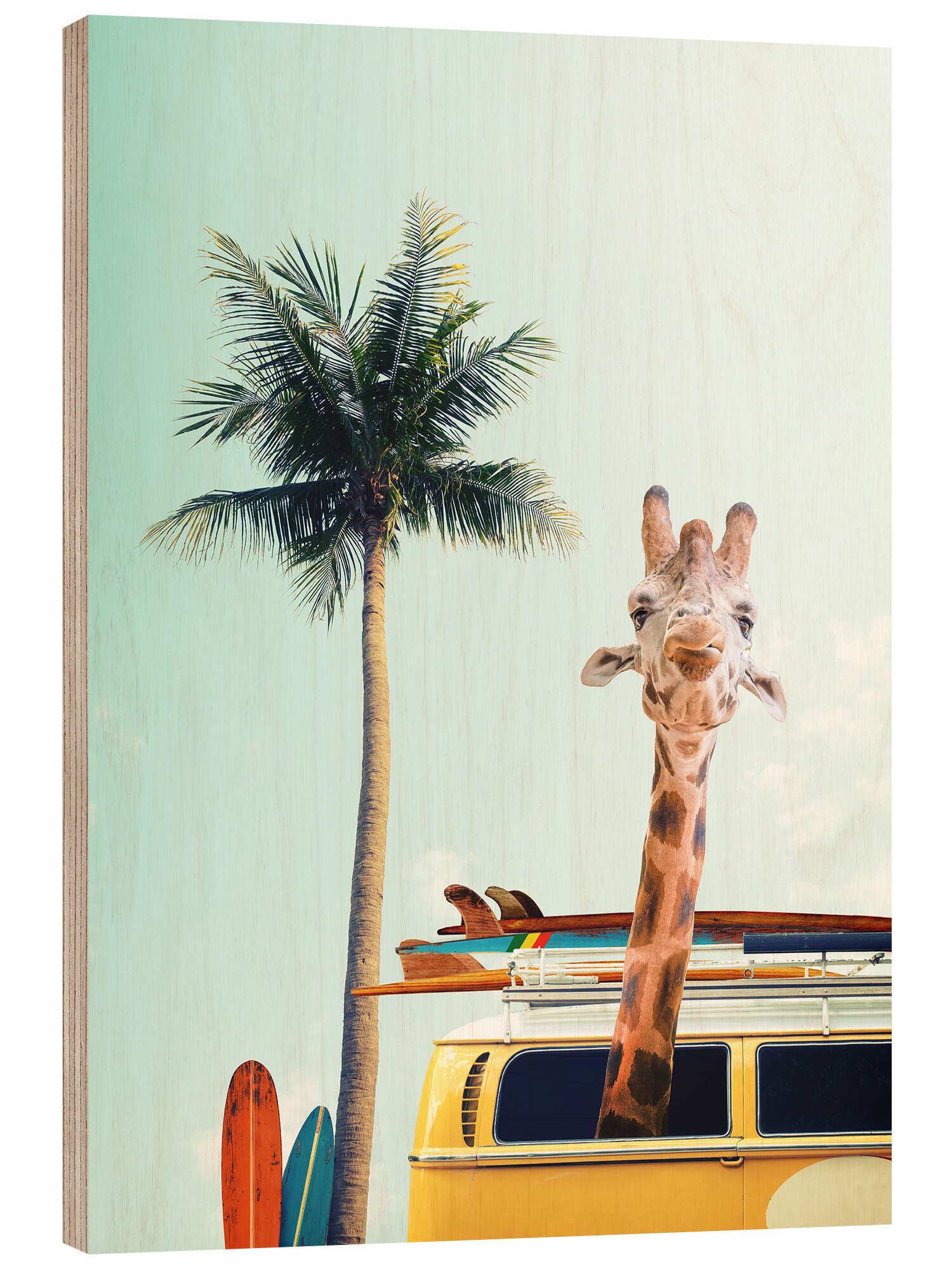 Posterlounge Wandbild Surfer Giraffe, Kidz Collection, erhältlich als Poster, Leinwandbild, Wandsticker oder Acrylglasbild