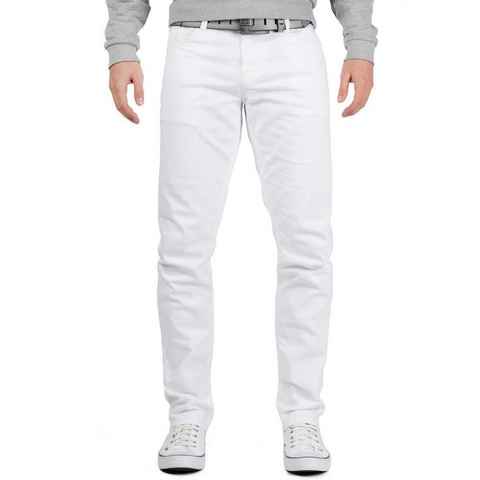 Cipo & Baxx Slim-fit-Jeans Herren Hose BA-CD319C in Weiß mit Beigen Kontrastnähten