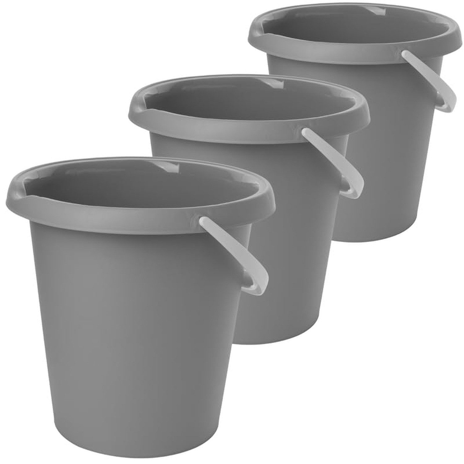 Centi Очисне відро Відра Classic Set, stabil mit Tragegriff, hellgrau, (3er-Set)