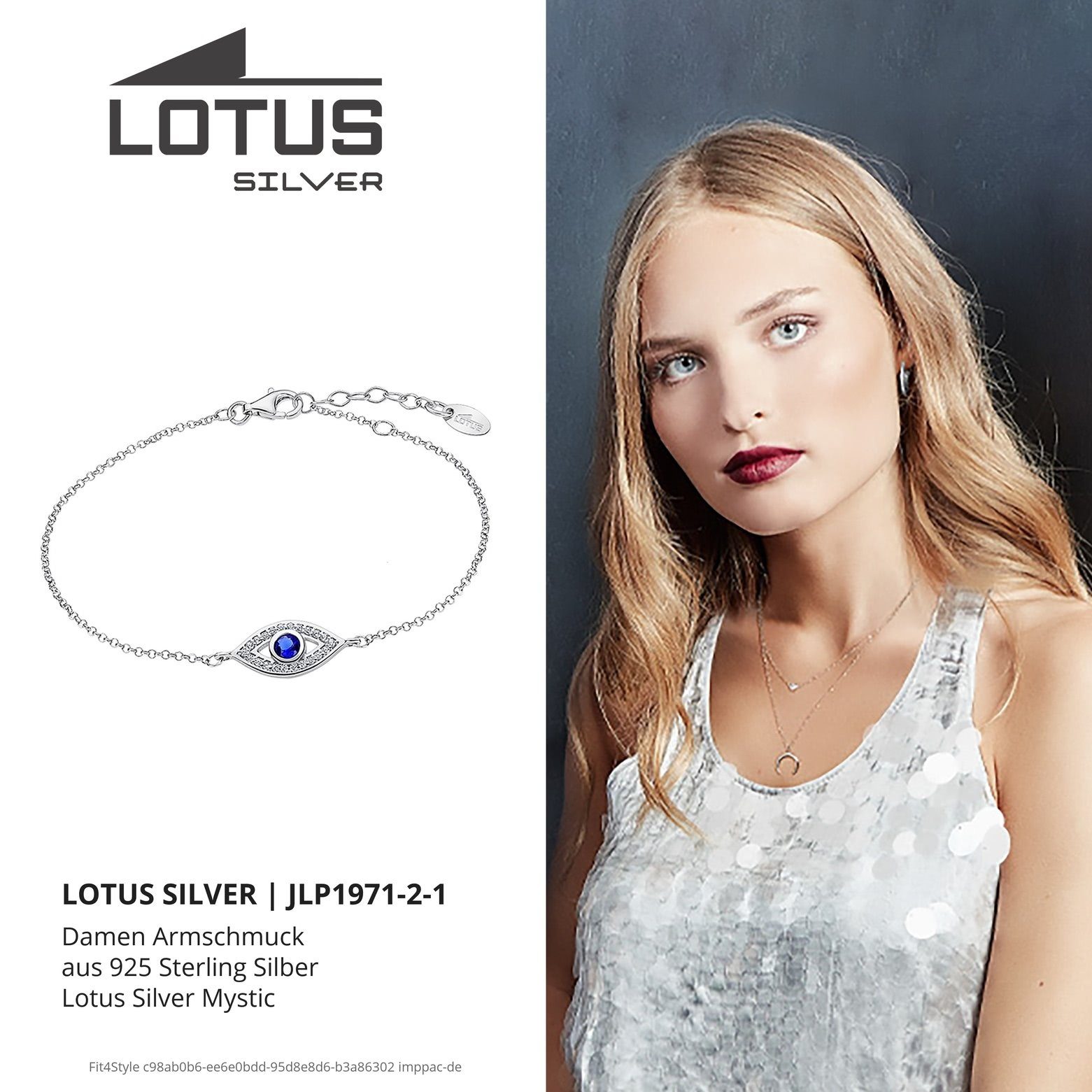 LOTUS SILVER Silberarmband Lotus Silver Auge des Horus Armband (Armband), Armband Auge des Horus 16cm, 925 Sterling Silber, silber, weiß, blau – Bild 2 von 2