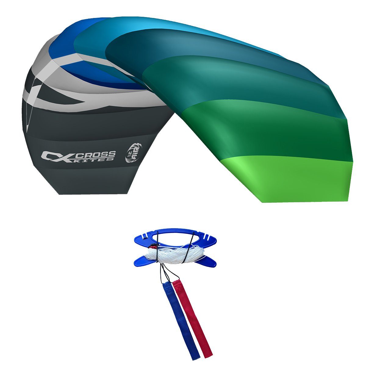 CrossKites Flug-Drache CrossKites Lenkmatte Air 1.2 Blue-Green Lenkdrachen, mit Lenkschlaufen und Leinen