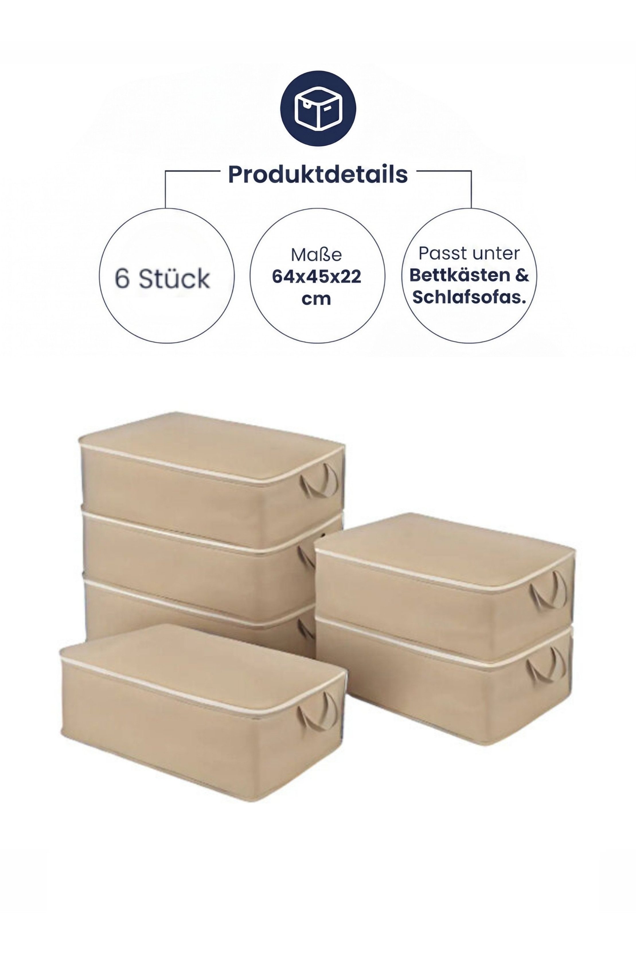 Formeya Unterbettkommode 6er Set XXL Unterbettbox Bettkasten Organizer 64x45x22 cm