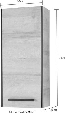 Saphir Hängeschrank Quickset 395 Wand-Badschrank 30 cm breit mit 1 Tür und 2 Einlegeböden Badezimmer-Hängeschrank inkl. Türdämpfer, Griffe in Schwarz
