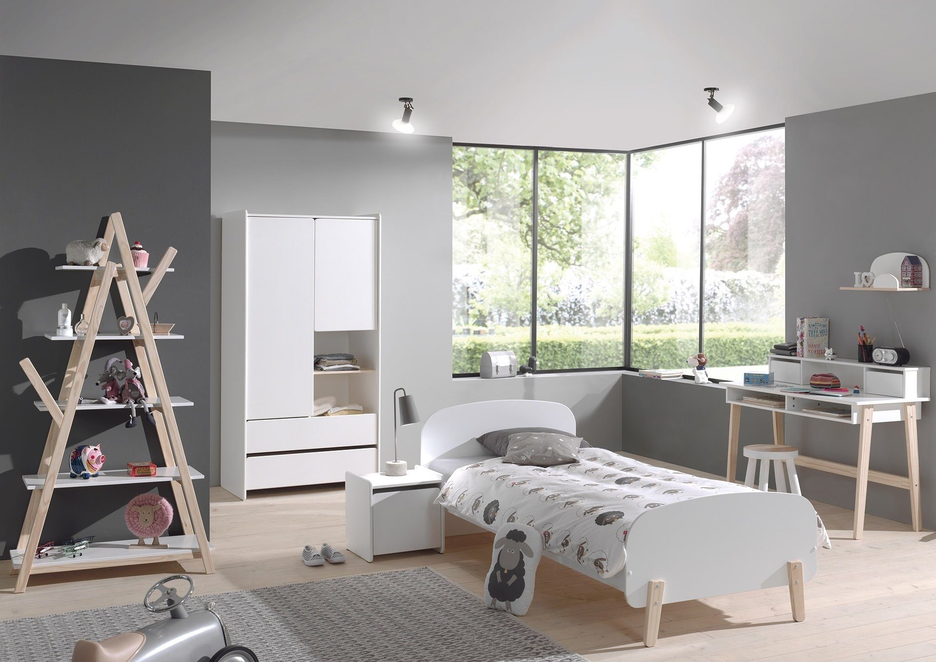 möbelando Kinderschreibtisch KIDDY, aus Massiv Kiefer und MDF in Weiß. Abmessungen (BxHxT) 120x87x60 cm