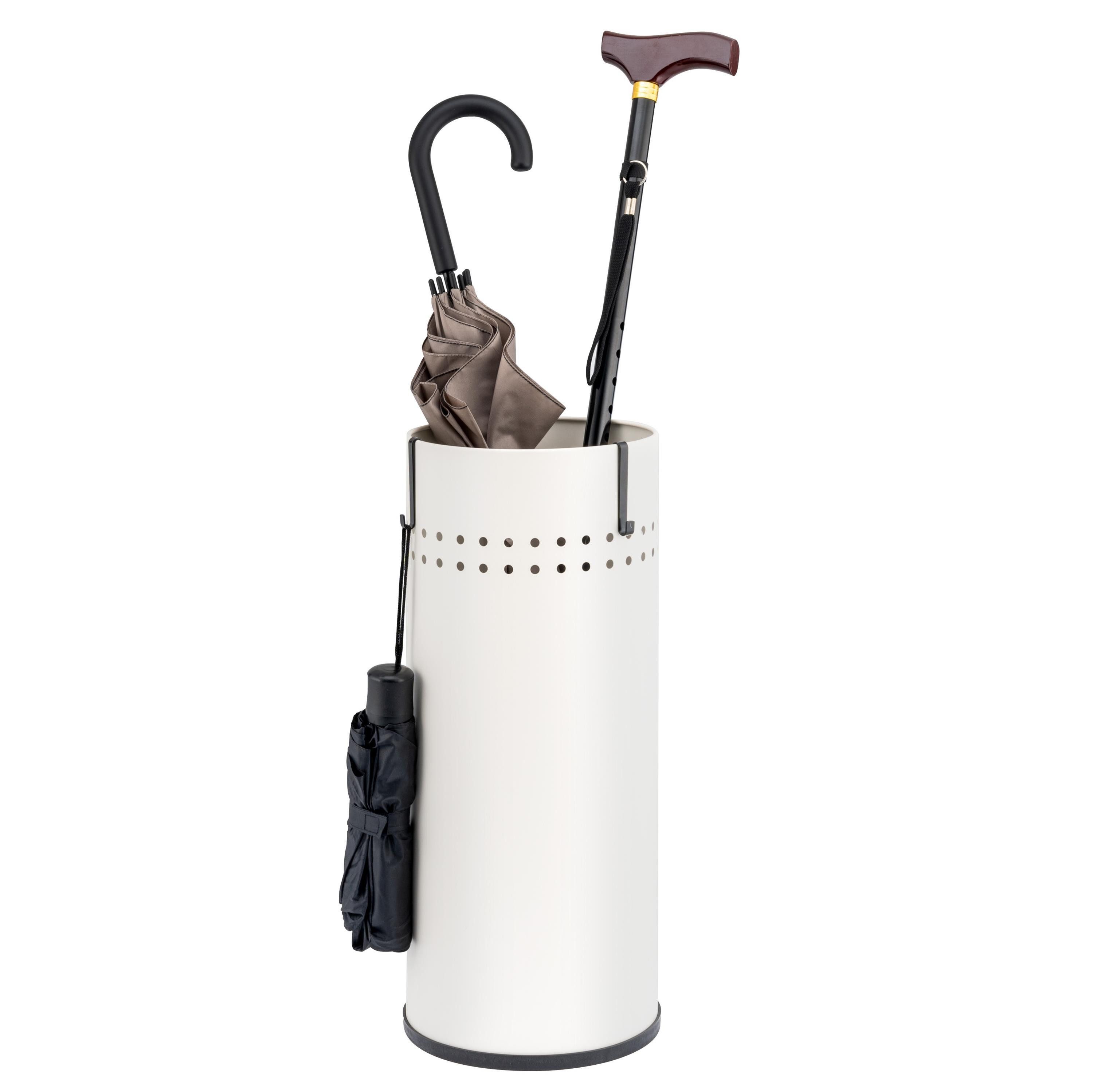 bremermann Schirmständer mit Tropfschale und 2 Haken, aus weißem Metall günstig online kaufen